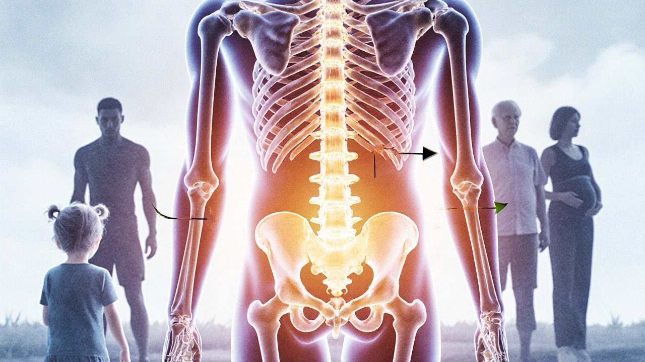 Ukázka správné rovnováhy páteře a kyčlí s přirozeným světlem a tělem v harmonii.