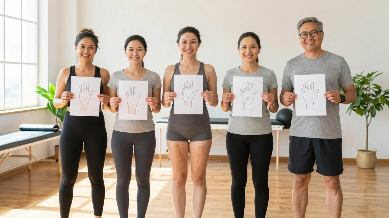 Různí lidé představují změny po vakuoterapii pomocí náčrtů v wellness centru.