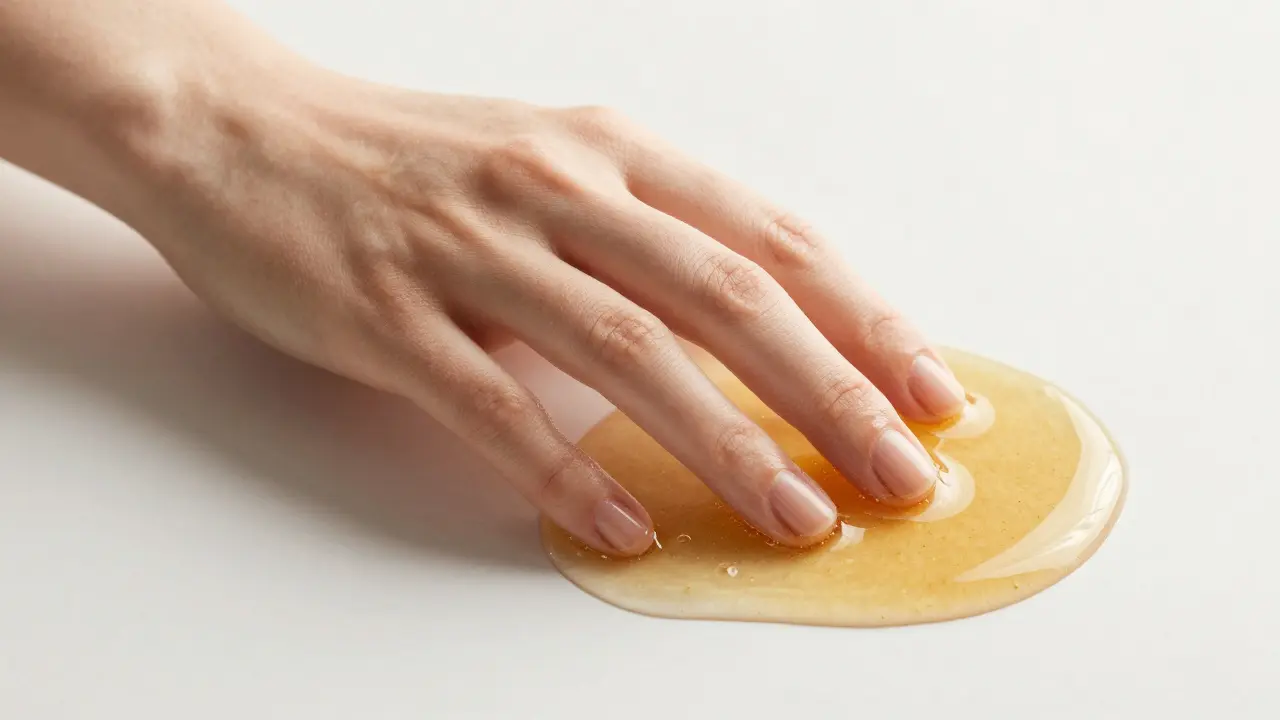 Abstraktní záběr hydratace kůže pomocí medu
