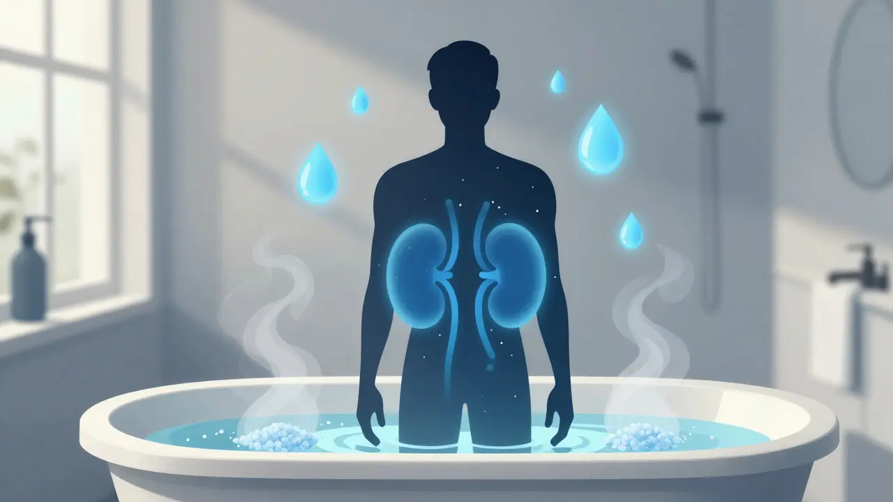 Ilustrace regenerace těla po masáži s důrazem na hydrataci