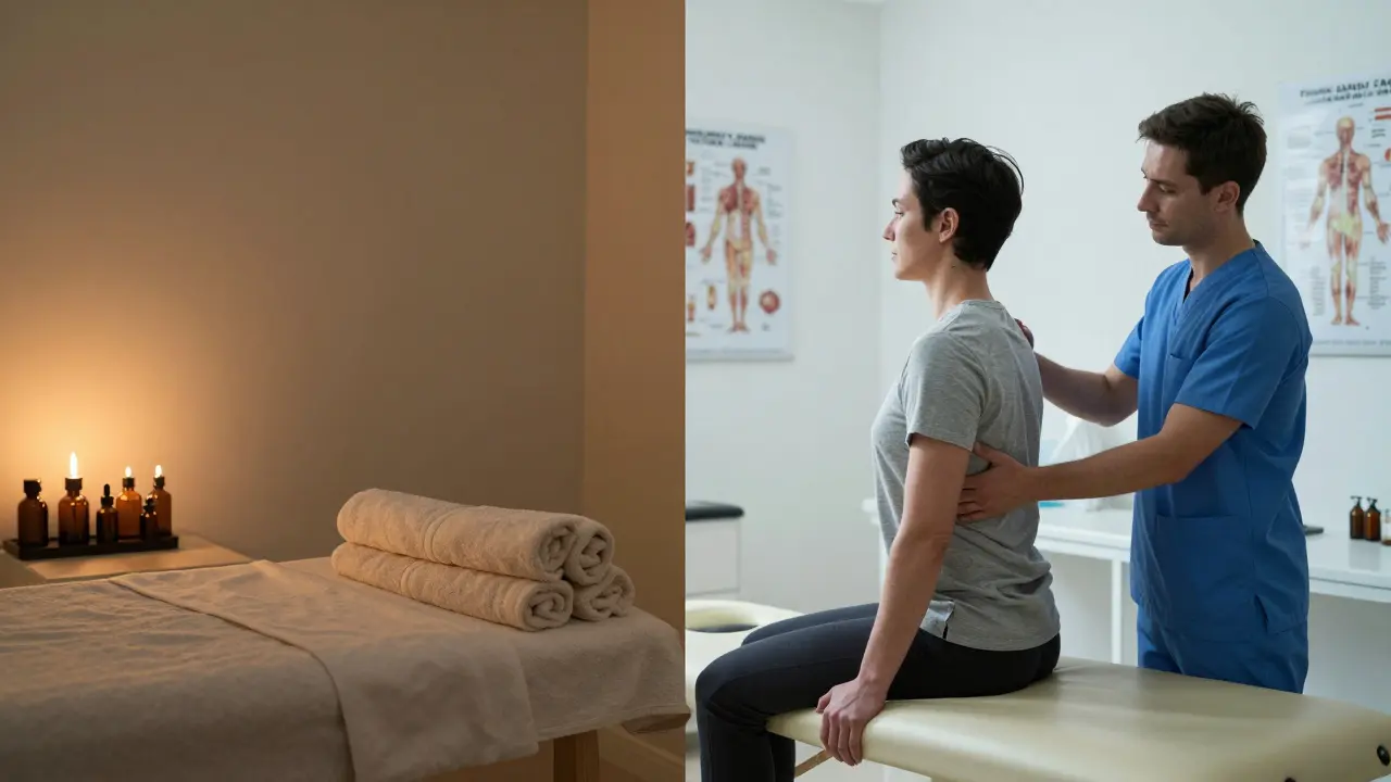 Kontrast mezi relaxačním saunou a klinickou fyzioterapií